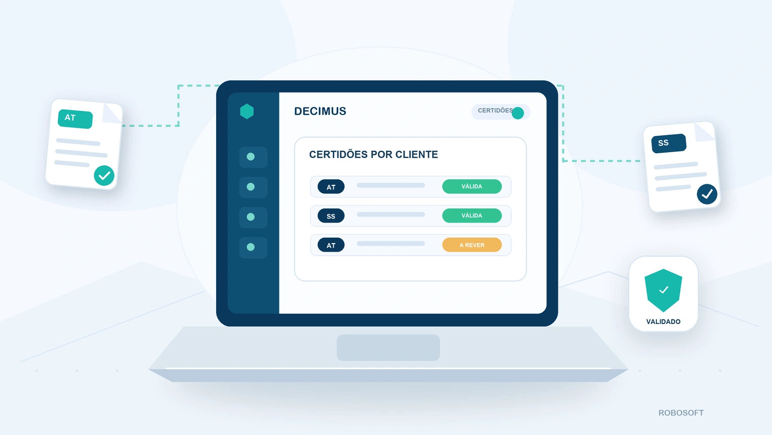 Organização de certidões da Autoridade Tributária e da Segurança Social por cliente