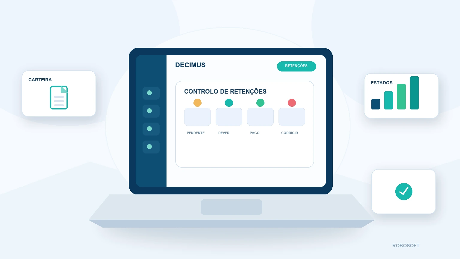 Gestão de retenções na fonte Painel Décimus para controlar retenções na fonte por empresa, período e estado